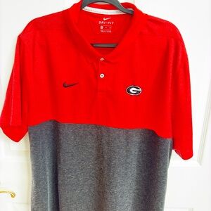 Nike Men's Red and Gray Polo Shirt